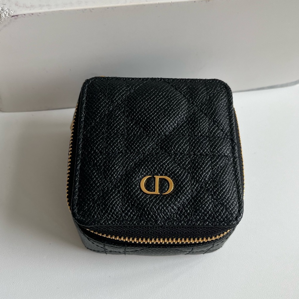 Christian Dior Black Leather Travel Jewelry Case